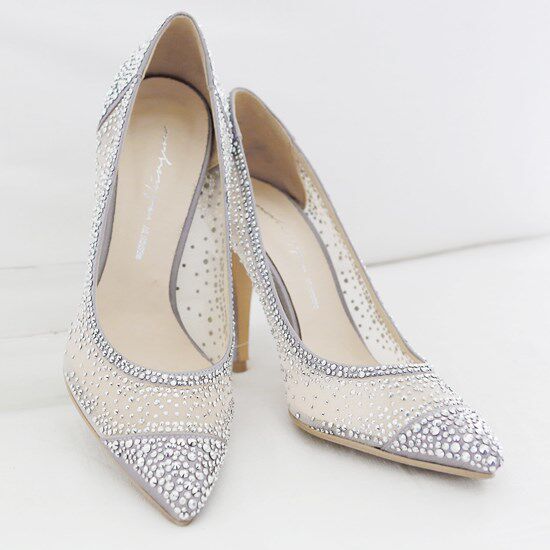 Korean handmade custom sexy light familiar charm starry silver rivet stitching high heels