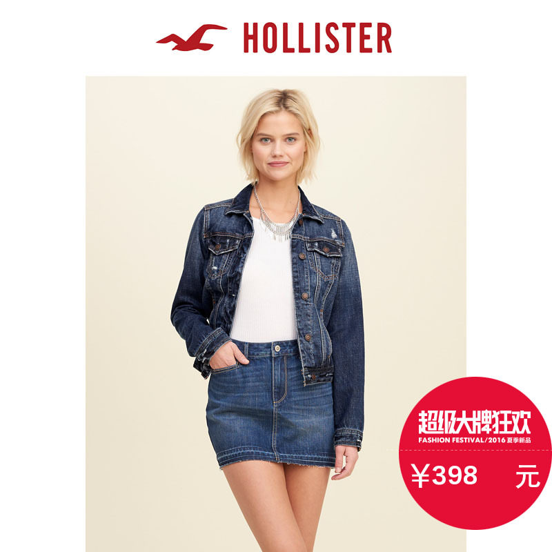 Hollister 2016春装外套水洗牛仔布夹克牛仔外套 女 112502
