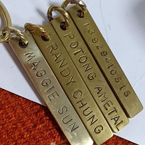 Dongguan Breaking Copper Pure Copper Anti-Loss Card Digital Phone Number HAND FINE THROW CUSTOM LETTERING KEY BUTTON PENDANT