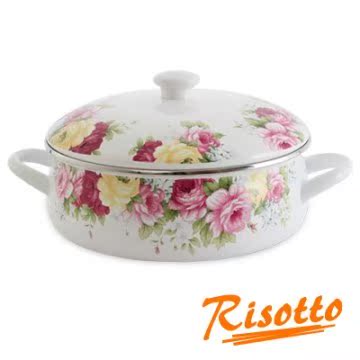 【RISOTTO】法式珐琅系列-古典玫瑰双耳汤锅2.8L