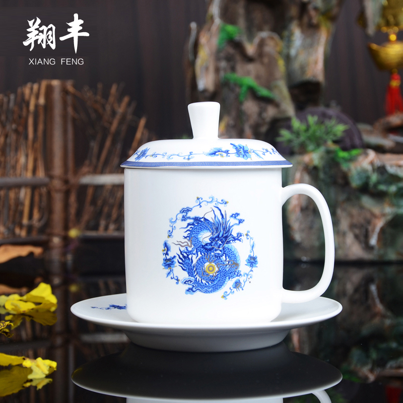 Xiang feng office ceramic cups with cover large capacity general CPU ipads porcelain cups of green tea cup tea cup