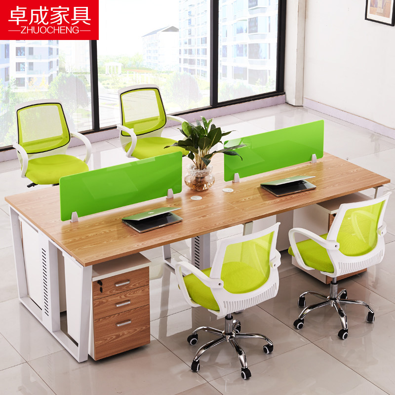 Guangzhou Simple Modern Office Furniture Combination Screen Desk 4 Persons Computer Desk Staff Desk Office Desk Chair