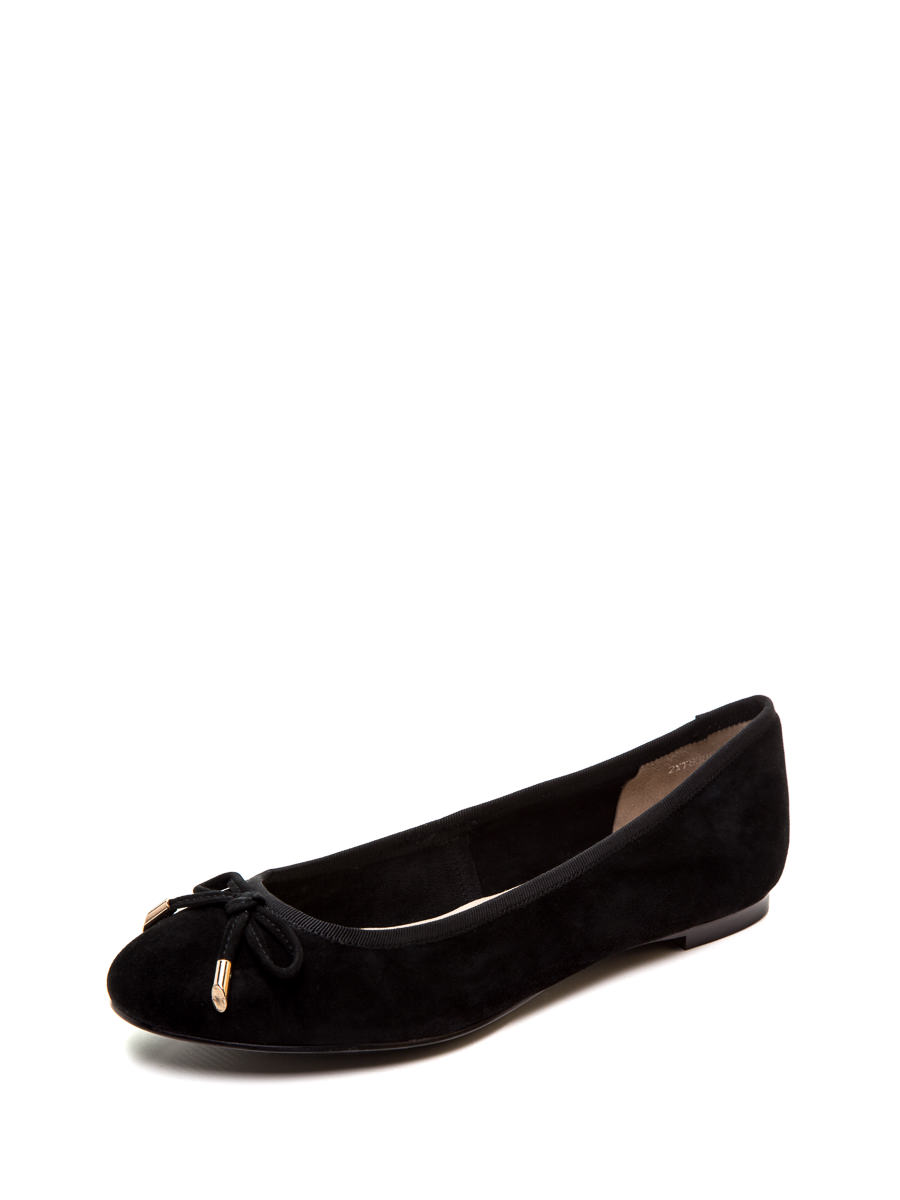 TRANOI 黑色羊反绒蝴蝶结平底鞋