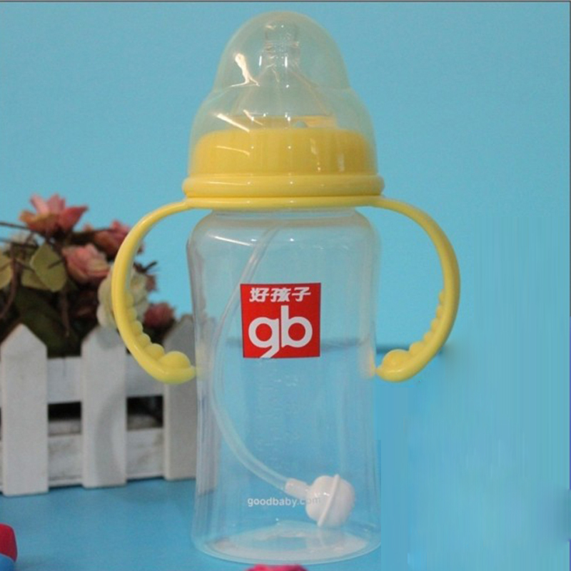 Goodbaby/好孩子仿真乳感宽口径握把吸管PP奶瓶300ml B80086