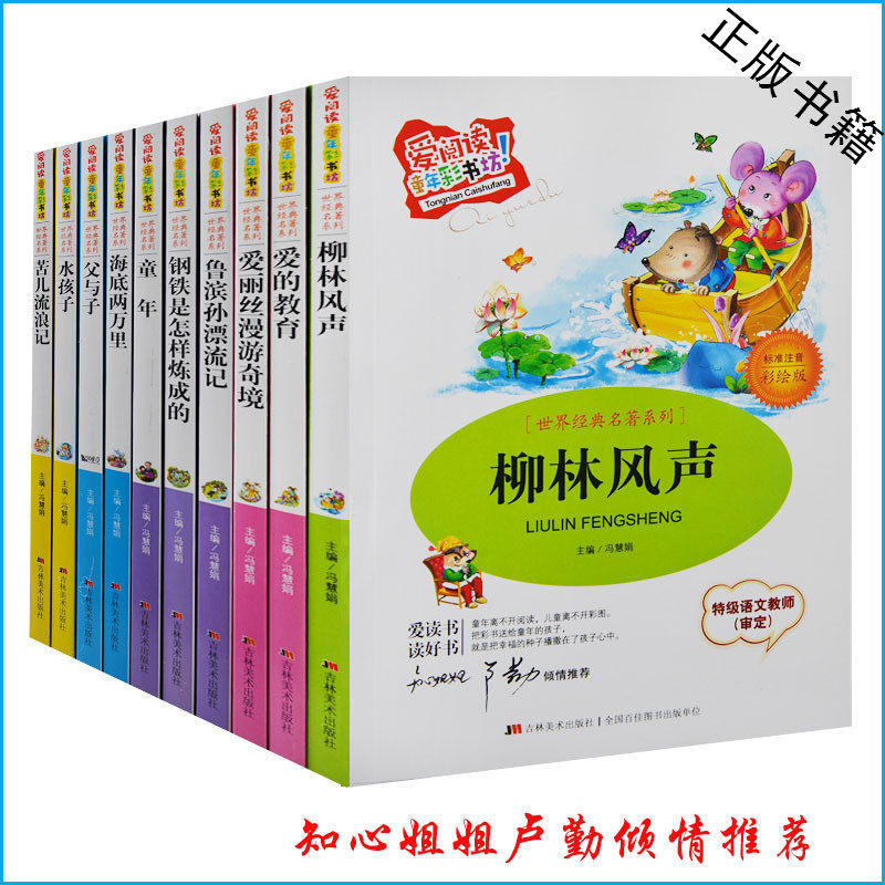 爱阅读童年彩书坊全10册 注音彩图 小学生课外书1-2-3 一二三年级 课外读物套装书7-8-9-10岁 童年钢铁是怎样炼成的父与子