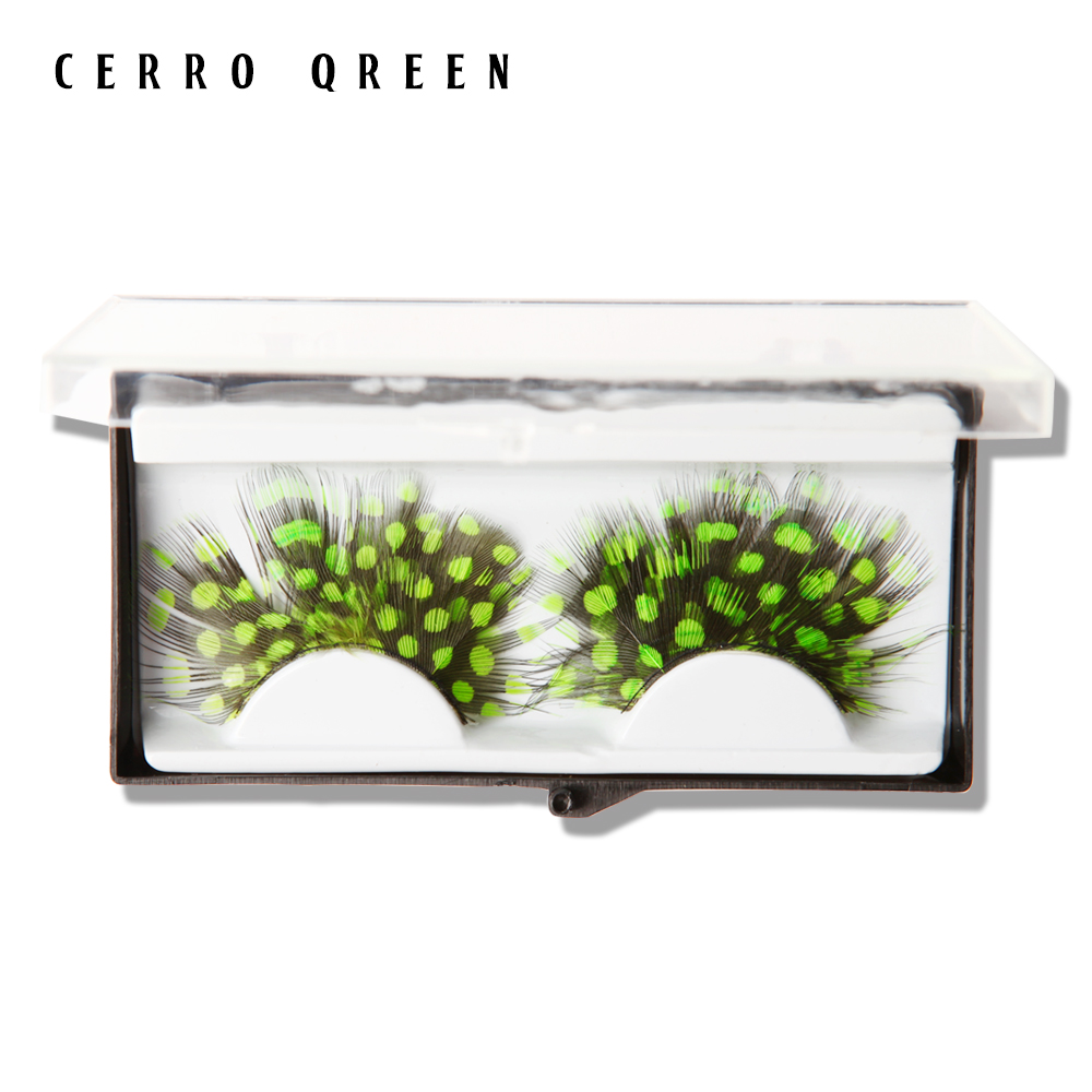 cerroqreen彩妆 舞台化装舞会 艺术创意 夸张绿色时尚羽毛假睫毛