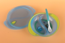 French Dogg baby Bowl plate spoon supplementary food Anti-fall baby portable with lid