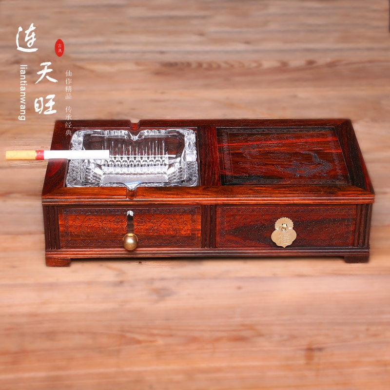 Lao Great Red Acid Branches Solid Wood Creative Tobacco Ash Trays Living-room Swing Pieces Red Wood Individuality Retro Drawers Decorative tobacco Trays