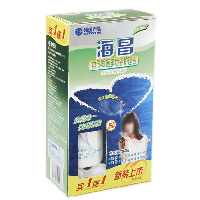 买2送盒 海昌美瞳隐形眼镜护理液多功能多效保湿360ml+60ml  TF