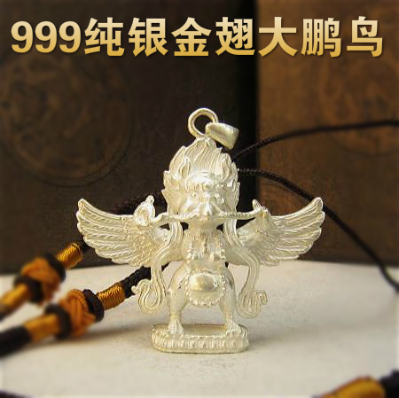 Tantric hair care sterling silver Dapeng bird golden winged bird thousand foot silver necklace ring pendant hand