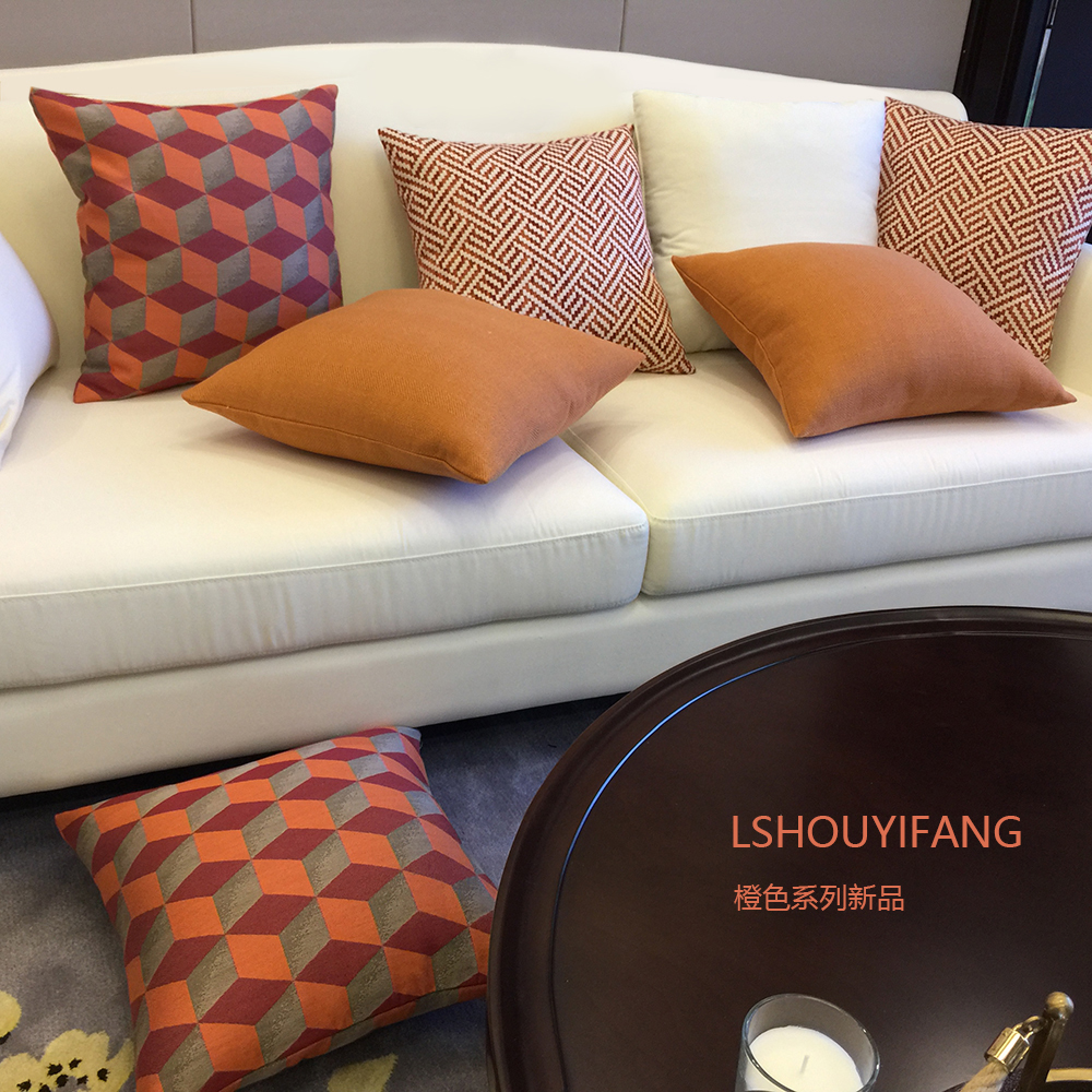 Orange Cube Geometric Pillow Sofa Pillow Simple Modern Model Room Decor Pillow
