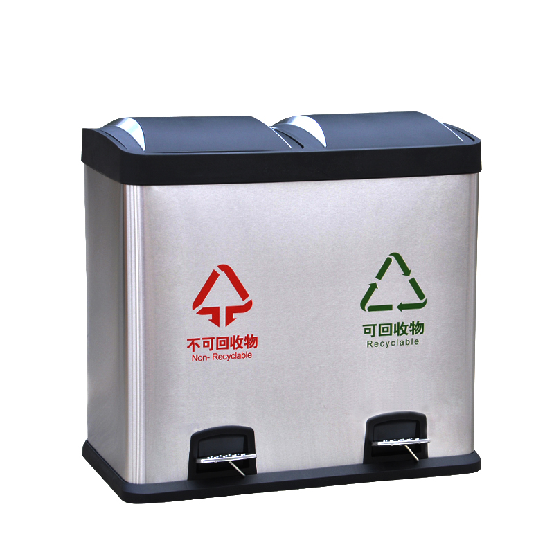 Garbage sorting trash can household kitchen environmental protection family Shanghai dry and wet stainless steel large pedal with cover double bucket