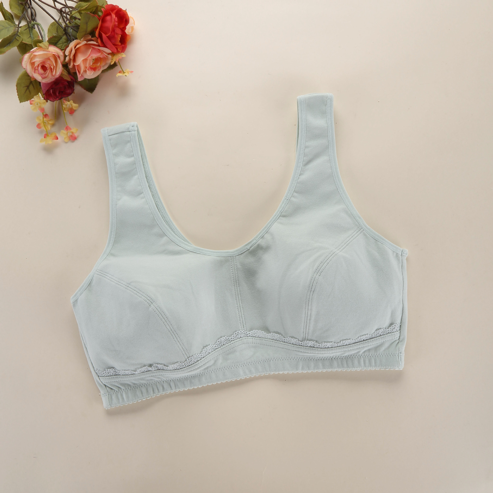 Girlling đang lớn chất béo mm đầy đủ nắp cốc womens mỏng không cảm thấy siêu mỏng chất liệu thoải mái bông không thép vòng áo ngực 5.