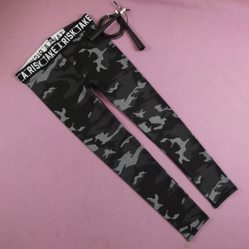 Dingsheng Foreign Trade Women's Camouflay Elastic Fitness SWEAT SPEED DRY SPORTS TIGHT BODY YOGA RUNNING 90% PANTS K901