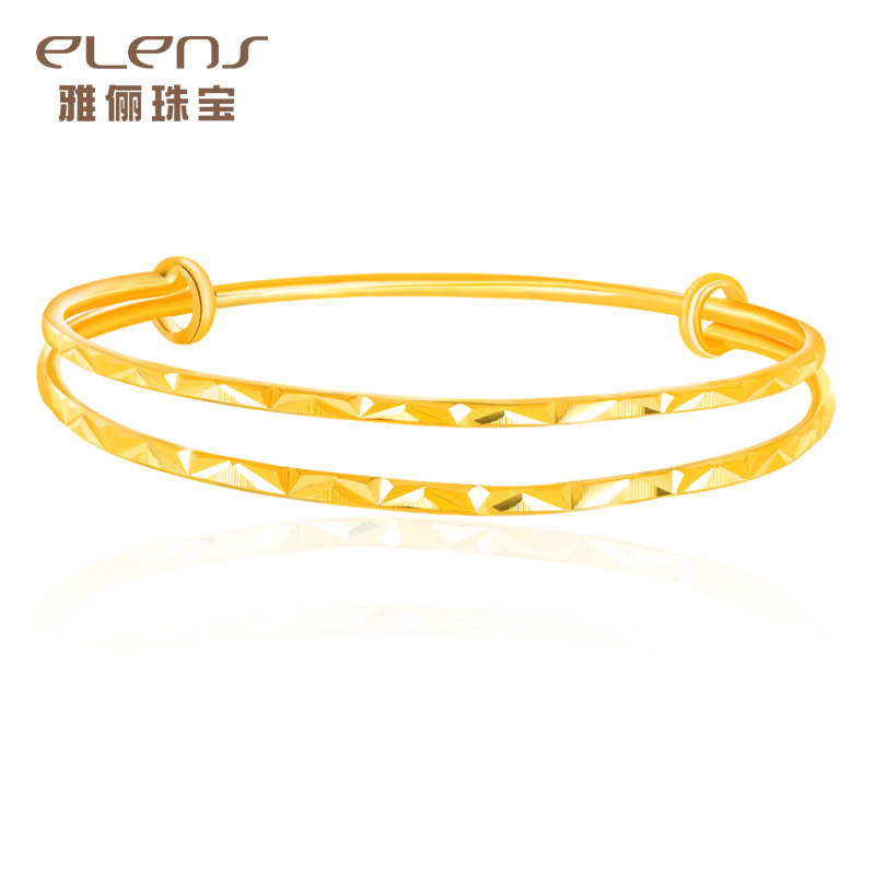 elens/雅俪珠宝黄金手镯女款 足金双层手链手环简约时尚