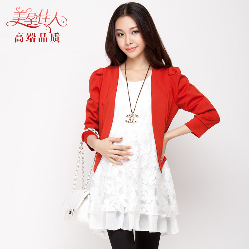 Beauty Pregnant Lady Maternity Dress Spring and Autumn Coat New Slim Maternity Top Maternity Korean Version Small Suit 1617