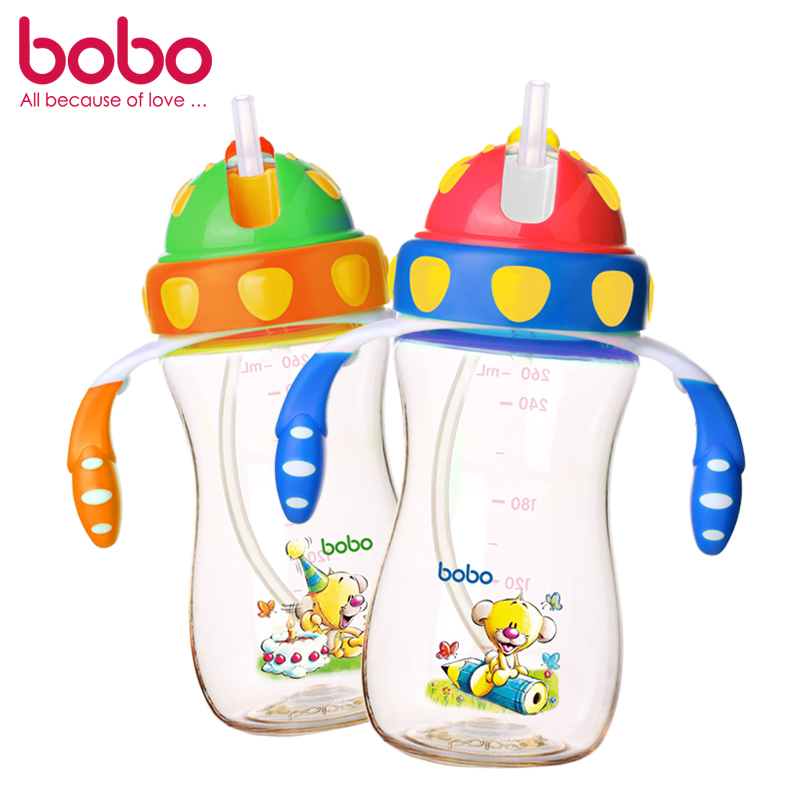bobo乐儿宝PPSU儿童吸管杯防漏学饮杯宝宝训练喝水杯水壶 260ml
