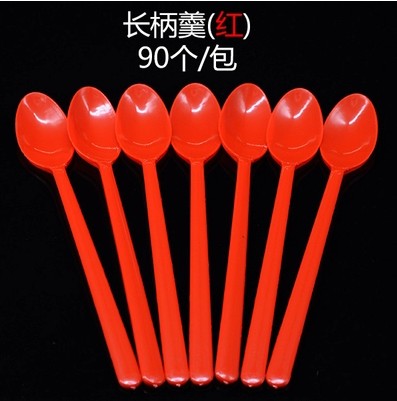 10 packs of disposable plastic long spoon sand ice spoon burning lawn spoon ice porridge spoon dessert spoon