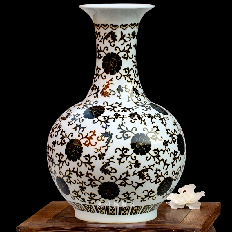 Jingdezhen chinaware lotus archaize youligong tangled branches bottle home sitting room mesa study office furnishing articles