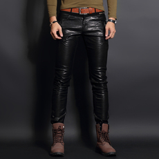 Кожаные брюки Тонкий моделей импортированных матовая