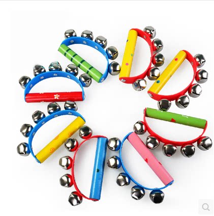 Baby music toys Orff percussion dance instruments wooden children's semicircle hand bell grip bell