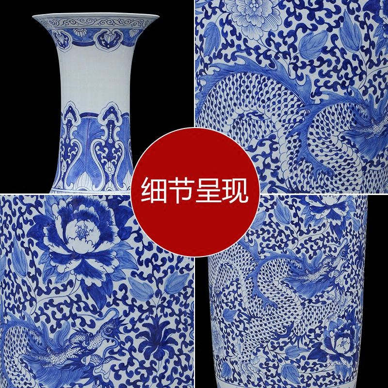 Jingdezhen blue and white "dragon playing pearl" the French antique ceramics vase Chinese style villa hotel furnishing articles