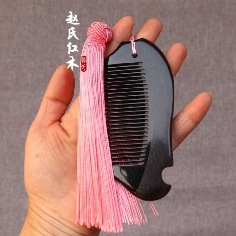 High-grade red wood comb solid wood black sandalwood corner comb green sandalwood anti-static massage bull corner comb