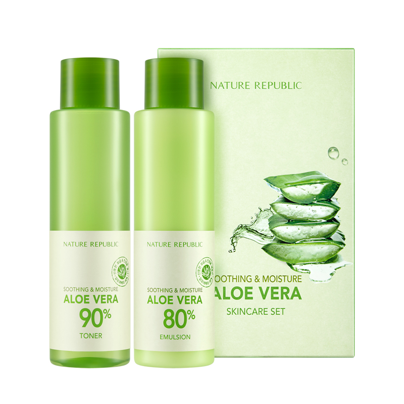 Nature Republic芦荟胶舒缓护肤水乳套装补水保湿洗面奶女化妆品