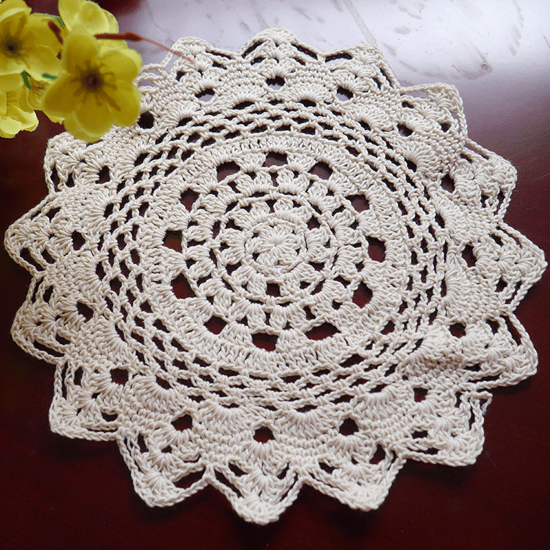 I love my home pure cotton hand hook round mat European lace hollow placemat decorative mat 2326CM diameter