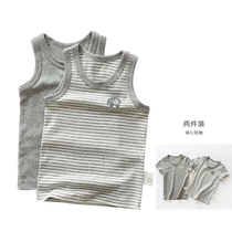 2pcs Children Pure Cotton Short Sleeve T-shirt Vest Breathable Sweatshirt Boys Summer New T