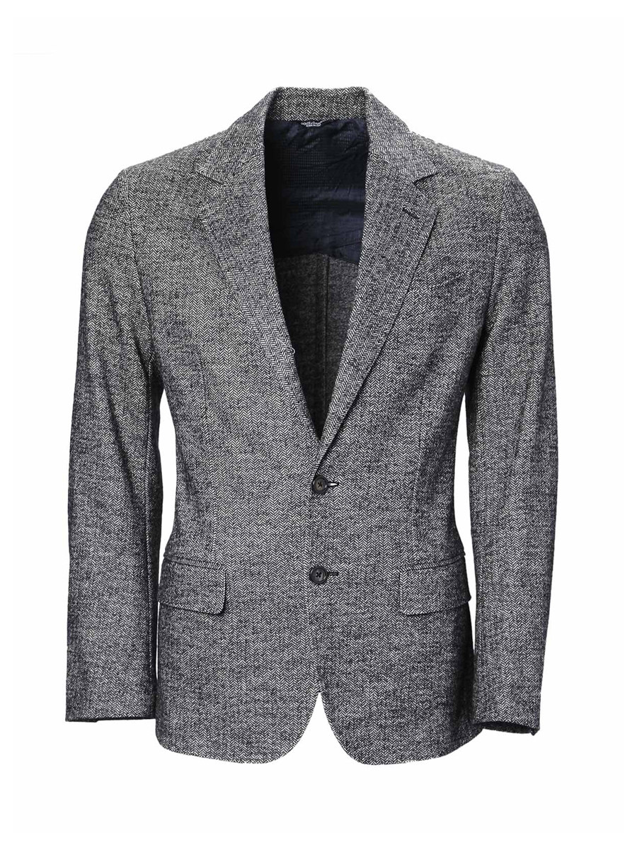 Dolce&Gabbana 灰色平驳领人字纹长袖西装外套