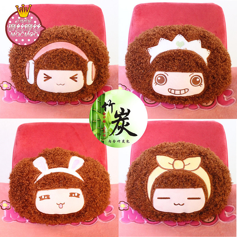 摩丝娃娃 卡通汽车头枕情侣款立体造型护颈枕汽车用品超市车饰