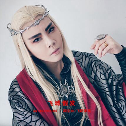Cosplay Wig Hobbit Lord of the Rings Elven King Thranduil Legolas Light Blonde with Beauty Point