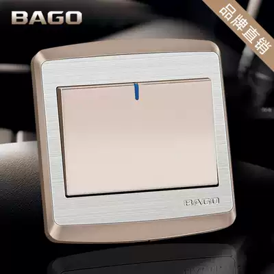 Bao Gao Champagne Gold Switch Socket Panel Single 1 Open Double Cut Switch 86 Type Household Bedside Wall