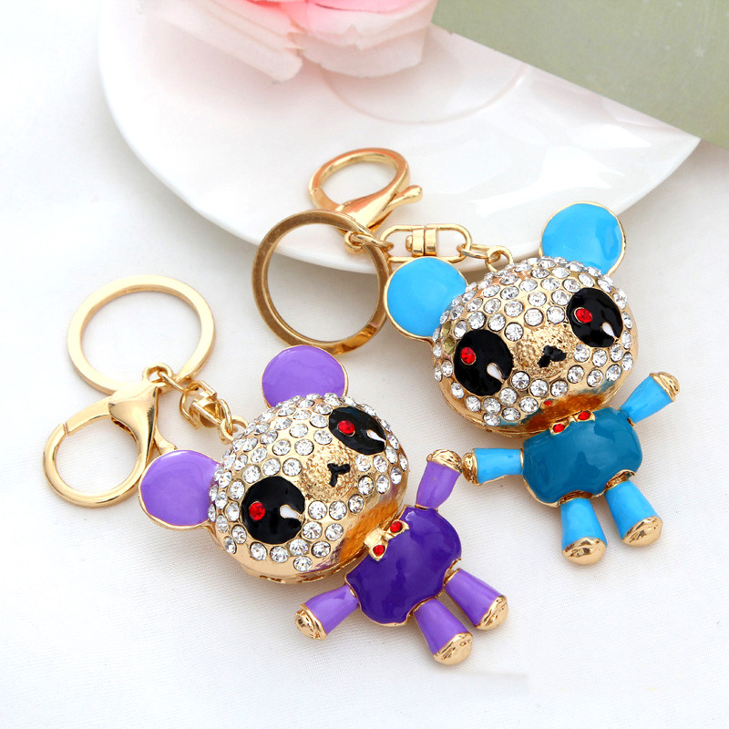 韩国进口女士小熊挂件镶钻金属卡通情侣钥匙扣创意礼品汽车钥匙扣