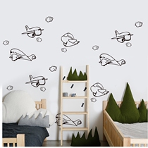Nordic ins Wind cute cartoon small plane wall stickers childrens room warm layout background wall decoration stickers