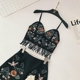 Kỳ nghỉ mới 2018 phù hợp với thời trang nặng thêu hoa sling top + quần short thêu eo cao hai mảnh shop quần áo nữ Bộ đồ