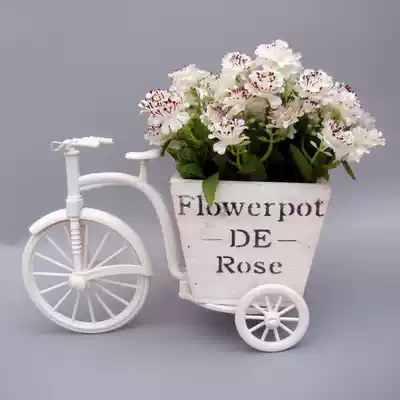 Wooden tricycle flower arrangement decoration tricycle modeling creative wooden pot with floral arrangement set