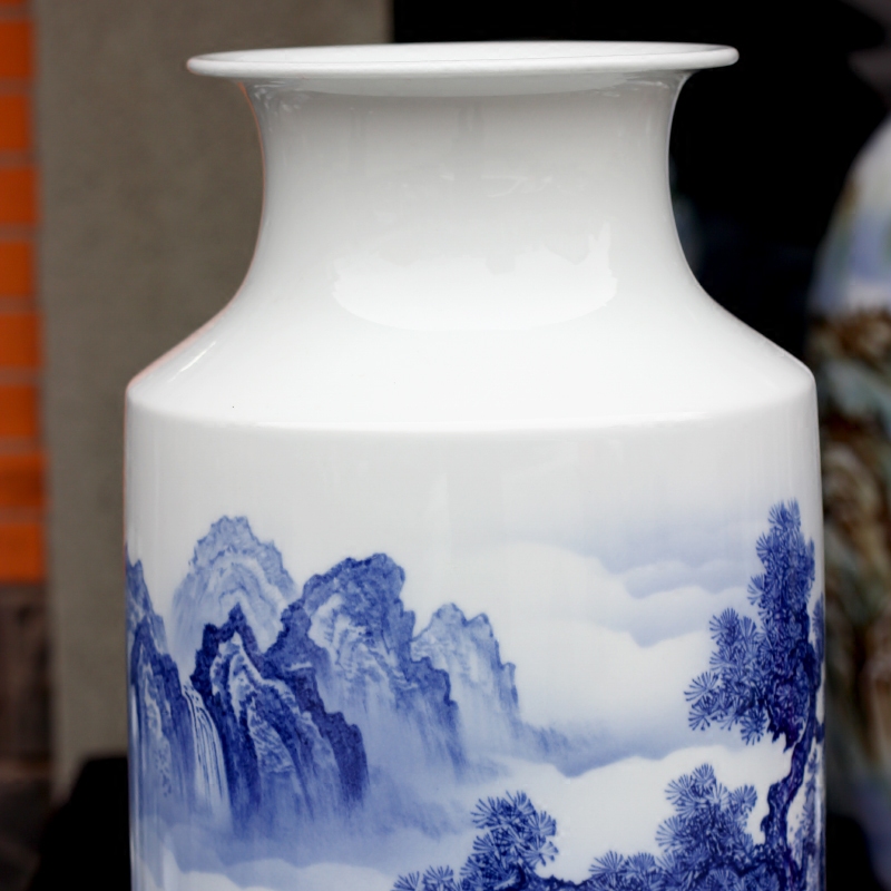 Jingdezhen hand - made spring mountain spring rhyme dried flower flower vase modern household of Chinese style ceramic furnishing articles sitting room adornment