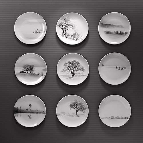 Usd 13 25 Simple Artistic Conception Landscape Decorative Hanging Simple Artistic Conception Landscape Decorative Hanging Plate Combination Of Modern Imitation Porcelain Wall
