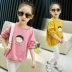 Bé gái mùa thu đông 2018 mới cho bé gái áo cotton bé gái mặc áo sơ mi đáy dài tay áo thun mẹ-con quần áo trẻ em hàn quốc Trang phục dành cho cha mẹ và con