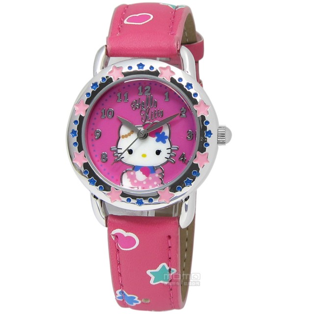 Hello Kitty International Edition Stars Princess Round Dot Stars Leather Wrist Watch Peach Red-Taobao