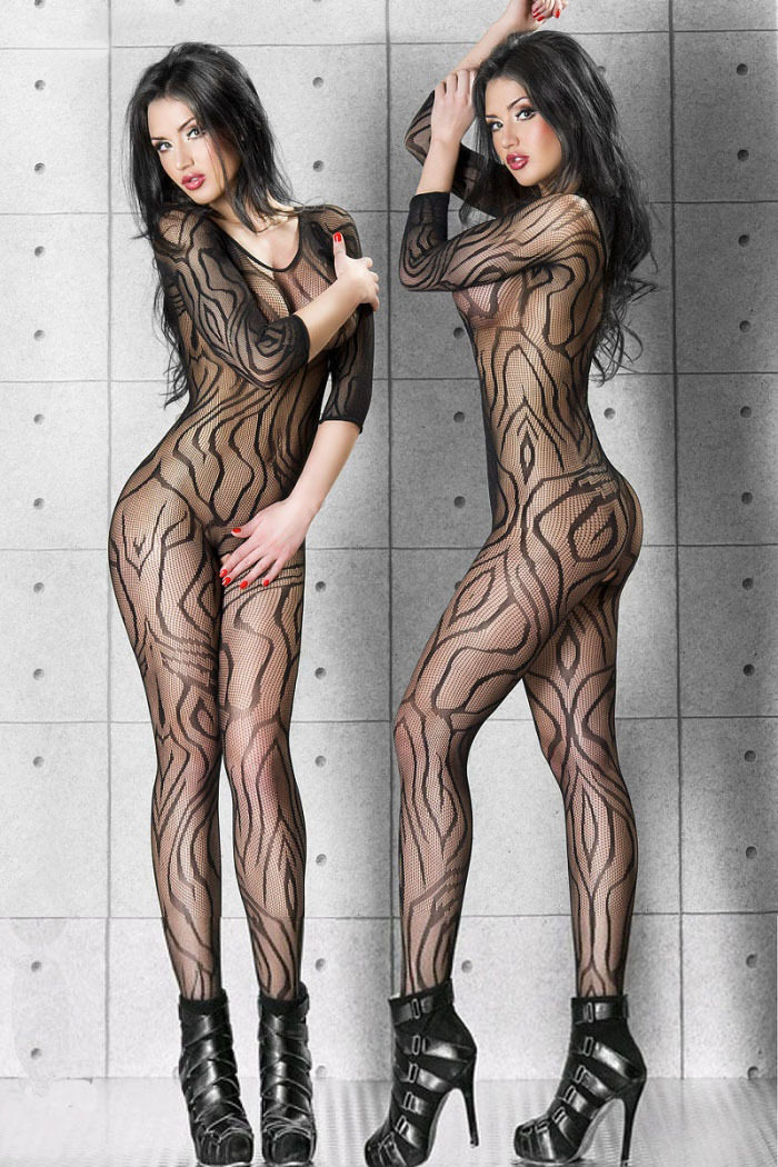 Beauty stockings beautiful legs temptation one-piece tight black silk one-piece stockings full-body pattern jumpsuit open file nightclub net stockings