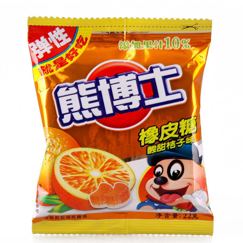【天猫超市】徐福记熊博士橡皮糖酸甜桔子味22g 休闲零食品糖果