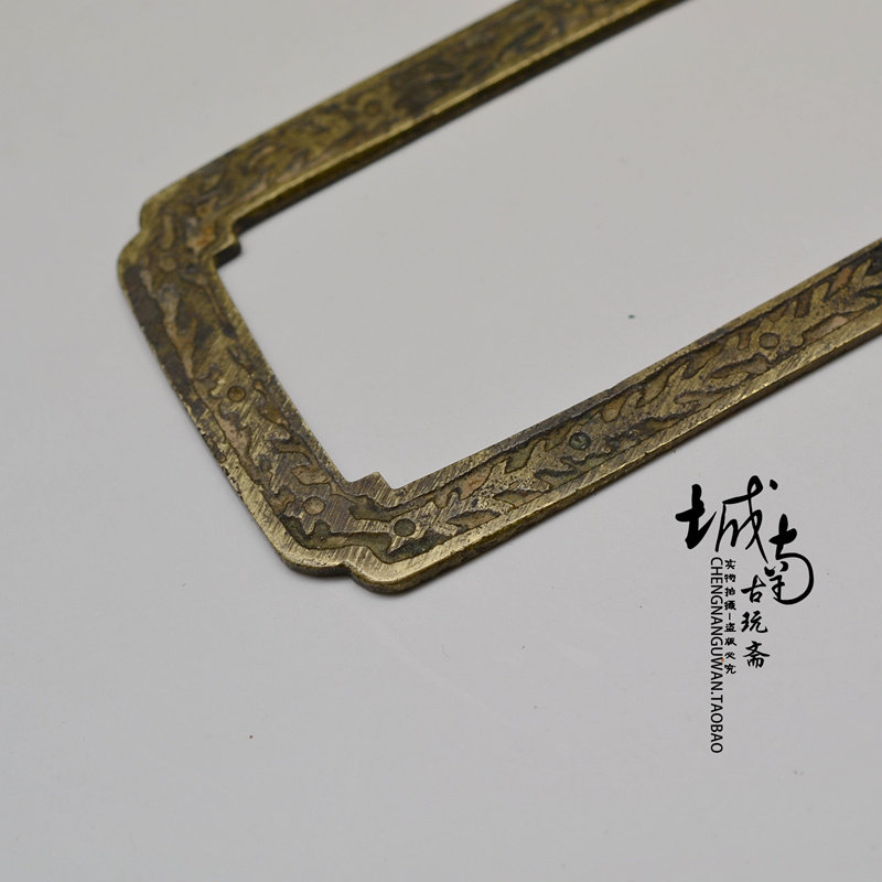 Qing Dynasty Brass Tangle Branches Lotus Flower Calligraphy Frame Town Paper Town Ruler Wende House Supplies Ancient Play Antique Old Objects 0615