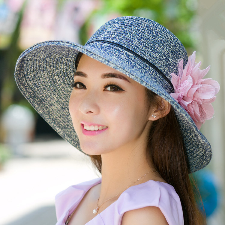 Fisherman hat Han version Lady sunhat Summer outdoor sunscreen sunbeds Large along beach basin cap Lafie straw hat