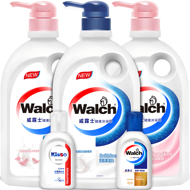 Walch/威露士健康沐浴露600mlx3丝蛋白+净嫩送80ml洗发水