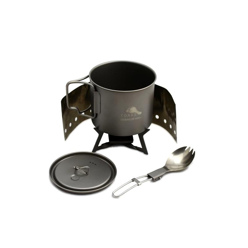 TOAKS one thousand oak titanium combined CS-01 four pieces of 550ML titanium pan titanium spoon wind shield furnace end