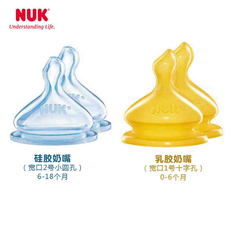 NUK 新宽口通气奶嘴 (1、2号大中小十园孔)(两个卡装)