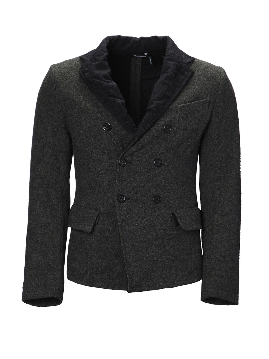 Dolce&Gabbana 深灰色反驳领双排扣饰西装外套